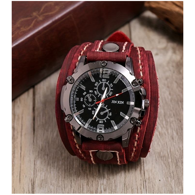 Montre Homme Élégante – Cuir Véritable & Acier Inoxydable