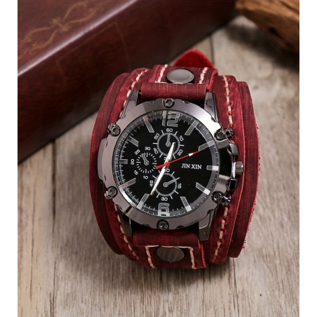 Montre Homme Élégante – Cuir Véritable & Acier Inoxydable