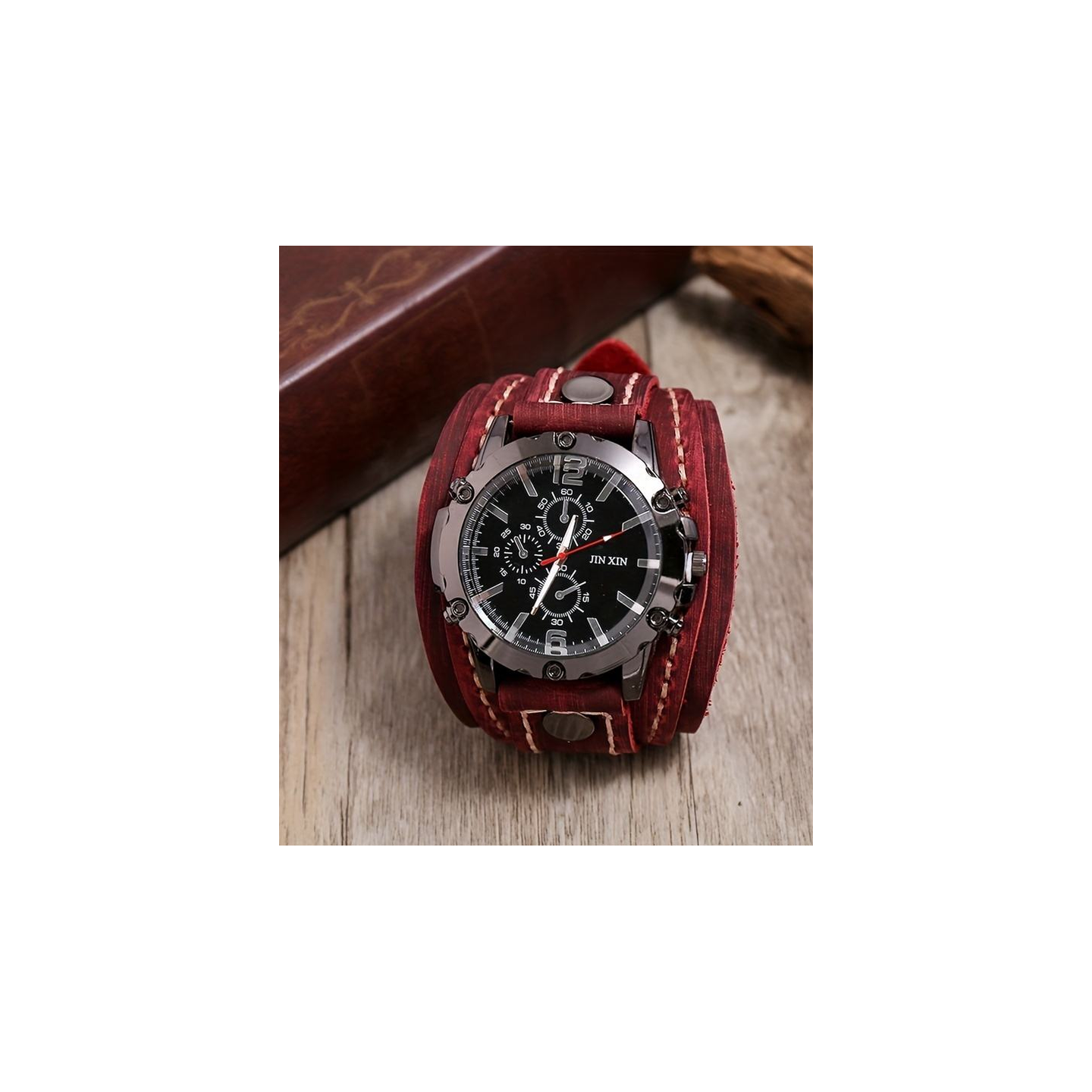 Montre Homme Élégante – Cuir Véritable & Acier Inoxydable