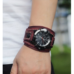 Montre Homme Élégante – Cuir Véritable & Acier Inoxydable