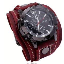 Montre Homme Élégante – Cuir Véritable & Acier Inoxydable