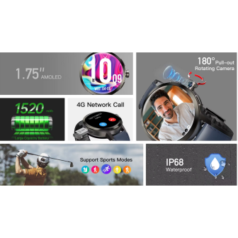 NTA-LIGHT TITAN X35 – Montre Smartphone Android 3G/4G/5G  Carte SIM | Appels, GPS & Bluetooth | 2 Bracelets Cuir & Silicone
